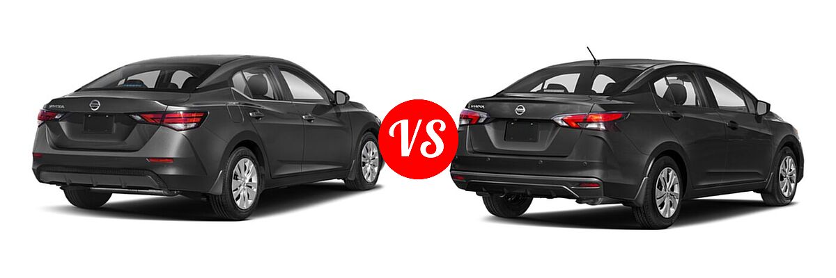 2020 Nissan Sentra Sedan S / SV vs. 2020 Nissan Versa Sedan S / SR / SV - Rear Right Comparison