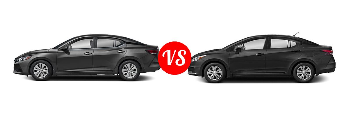 2020 Nissan Sentra Sedan S / SV vs. 2020 Nissan Versa Sedan S / SR / SV - Side Comparison