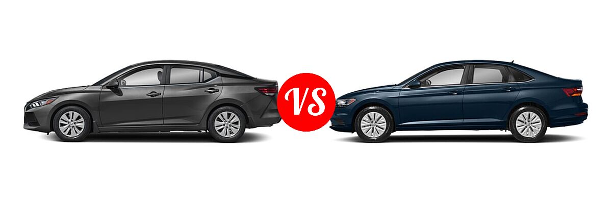 2020 Nissan Sentra Sedan S / SV vs. 2020 Volkswagen Jetta Sedan S / SE / SEL / SEL Premium - Side Comparison