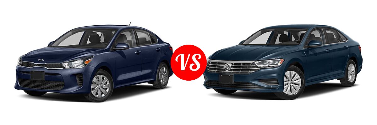 2020 Kia Rio Sedan LX / S vs. 2020 Volkswagen Jetta Sedan S / SE / SEL / SEL Premium - Front Left Comparison