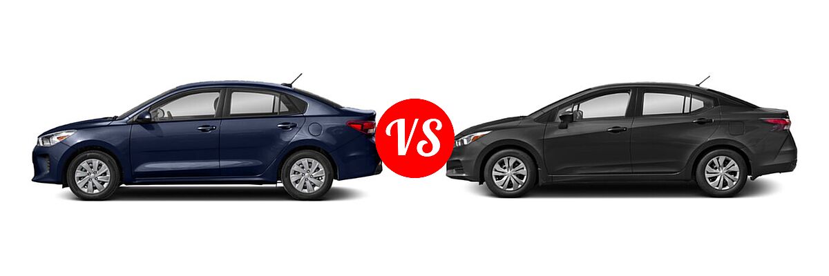 2020 Kia Rio Sedan LX / S vs. 2020 Nissan Versa Sedan S / SR / SV - Side Comparison