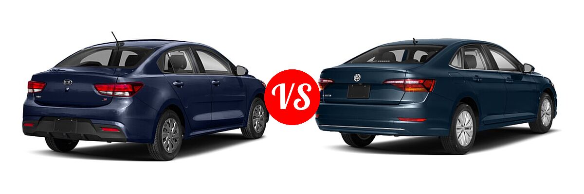 2020 Kia Rio Sedan LX / S vs. 2020 Volkswagen Jetta Sedan S / SE / SEL / SEL Premium - Rear Right Comparison