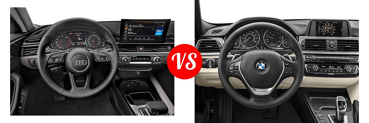 2020 Audi A4 Sedan Premium / Premium Plus / Prestige vs. 2018 BMW 3 Series Sedan Diesel 328d / 328d xDrive - Dashboard Comparison