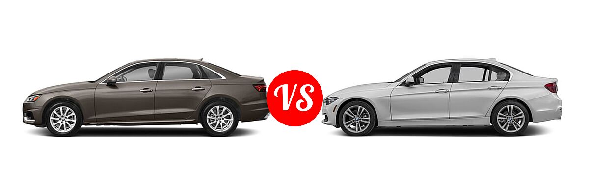 2020 Audi A4 Sedan Premium / Premium Plus / Prestige vs. 2018 BMW 3 Series Sedan Diesel 328d / 328d xDrive - Side Comparison