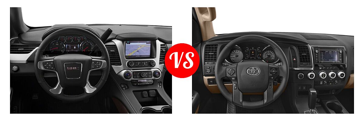 2018 GMC Yukon SUV SLE / SLT vs. 2018 Toyota Sequoia SUV Limited / Platinum / SR5 - Dashboard Comparison