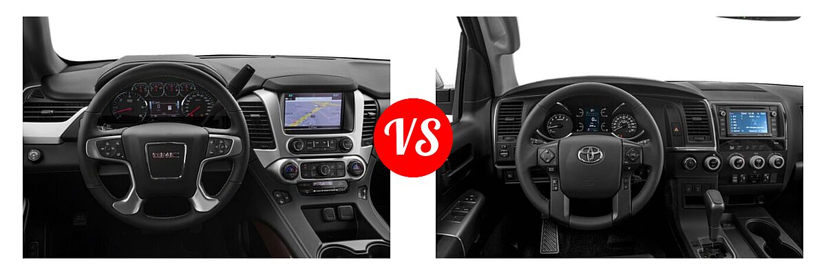 2018 GMC Yukon SUV SLE / SLT vs. 2018 Toyota Sequoia SUV TRD Sport - Dashboard Comparison