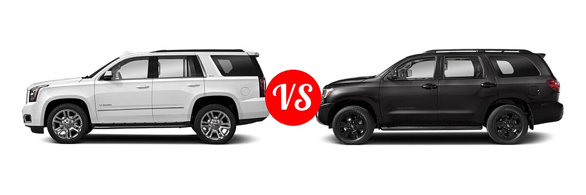 2018 GMC Yukon SUV SLE / SLT vs. 2018 Toyota Sequoia SUV TRD Sport - Side Comparison
