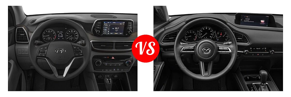 2020 Hyundai Tucson SUV SE / Value vs. 2020 Mazda CX-30 SUV Select Package - Dashboard Comparison