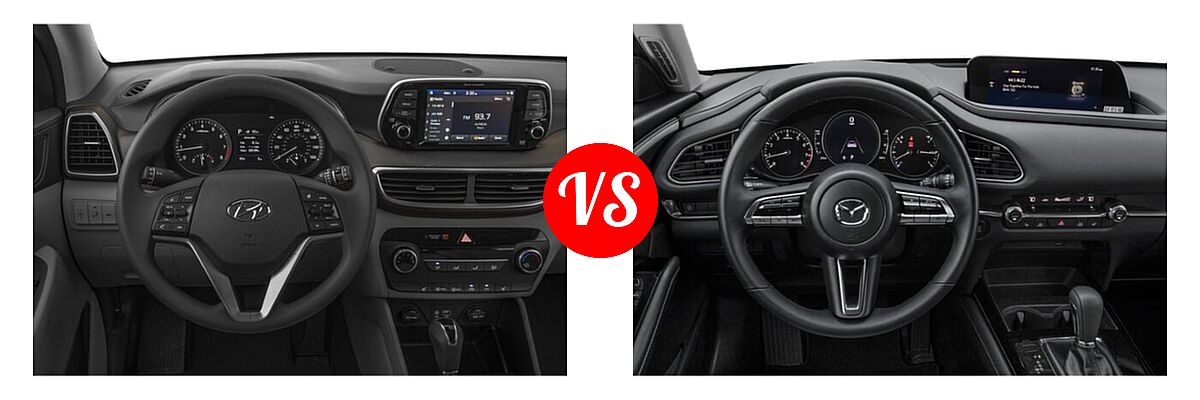2020 Hyundai Tucson SUV SE / Value vs. 2020 Mazda CX-30 SUV Preferred Package - Dashboard Comparison