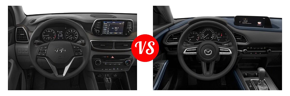 2020 Hyundai Tucson SUV SE / Value vs. 2020 Mazda CX-30 SUV AWD - Dashboard Comparison