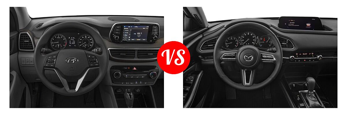 2020 Hyundai Tucson SUV SE / Value vs. 2020 Mazda CX-30 SUV Preferred Package - Dashboard Comparison