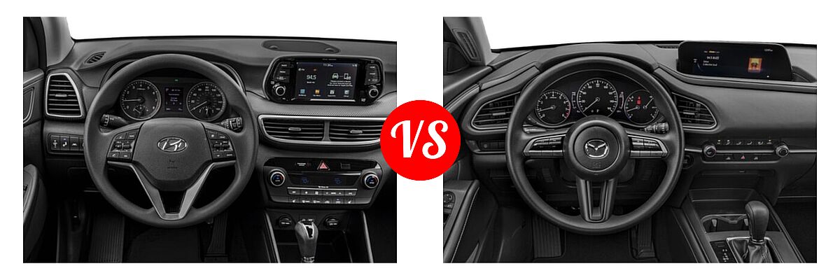 2020 Hyundai Tucson SUV SEL vs. 2020 Mazda CX-30 SUV FWD - Dashboard Comparison