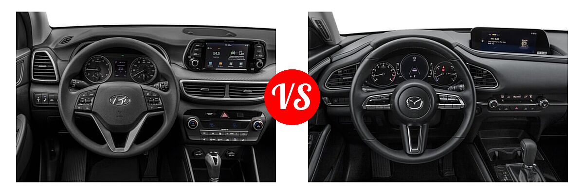 2020 Hyundai Tucson SUV SEL vs. 2020 Mazda CX-30 SUV Preferred Package - Dashboard Comparison