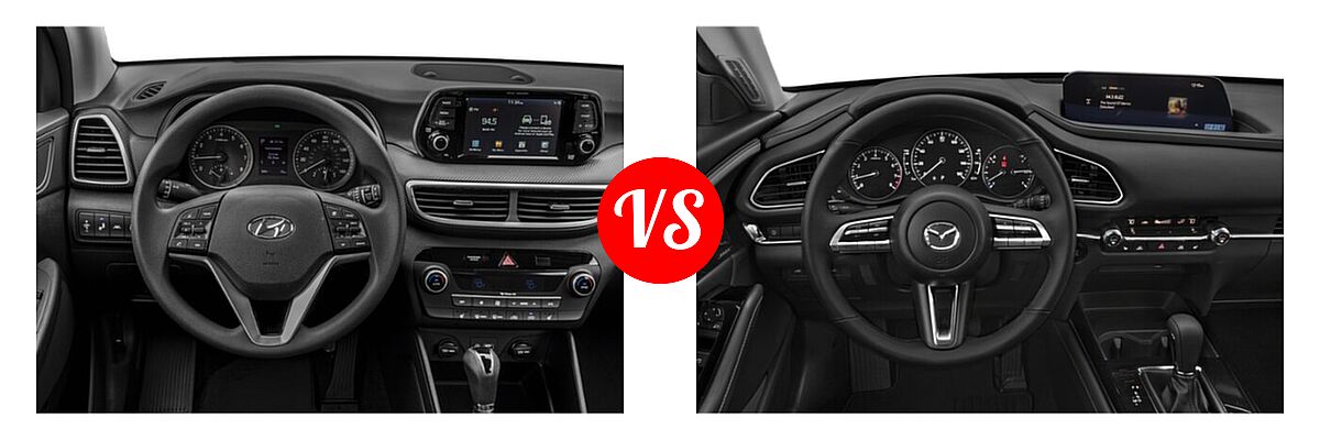 2020 Hyundai Tucson SUV SEL vs. 2020 Mazda CX-30 SUV Premium Package - Dashboard Comparison