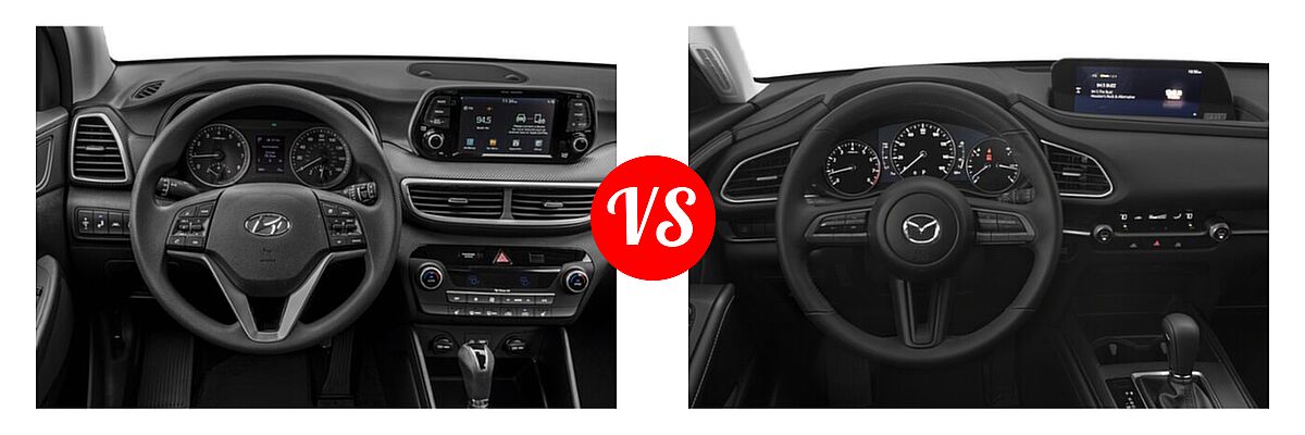 2020 Hyundai Tucson SUV SEL vs. 2020 Mazda CX-30 SUV Select Package - Dashboard Comparison