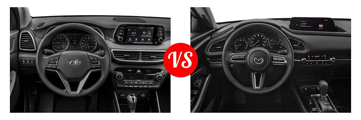 2020 Hyundai Tucson SUV SEL vs. 2020 Mazda CX-30 SUV Preferred Package - Dashboard Comparison
