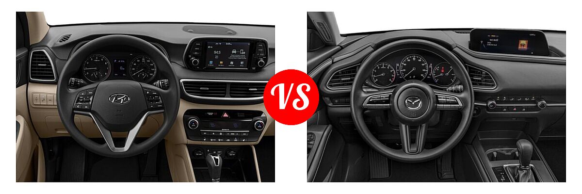 2020 Hyundai Tucson SUV Sport vs. 2020 Mazda CX-30 SUV FWD - Dashboard Comparison
