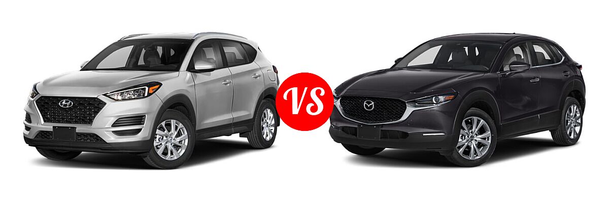 2020 Hyundai Tucson SUV SE / Value vs. 2020 Mazda CX-30 SUV Preferred Package - Front Left Comparison