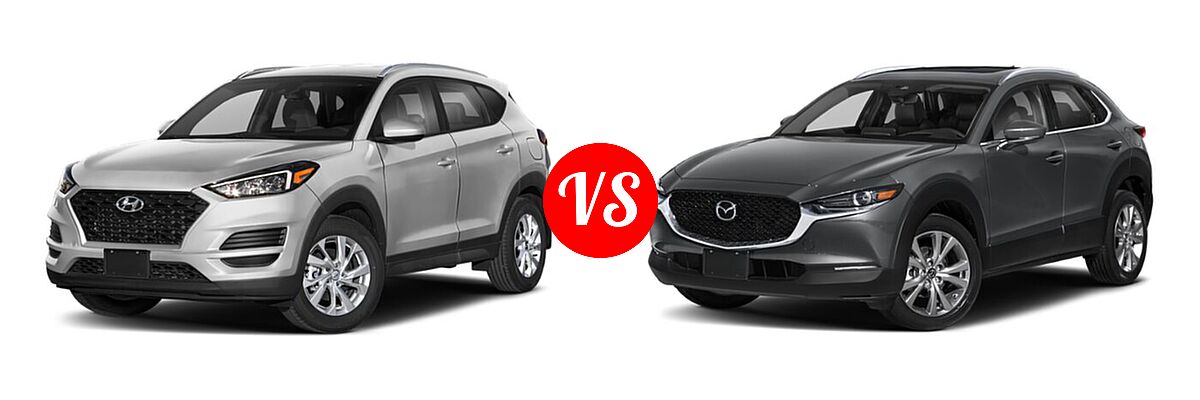2020 Hyundai Tucson SUV SE / Value vs. 2020 Mazda CX-30 SUV Premium Package - Front Left Comparison