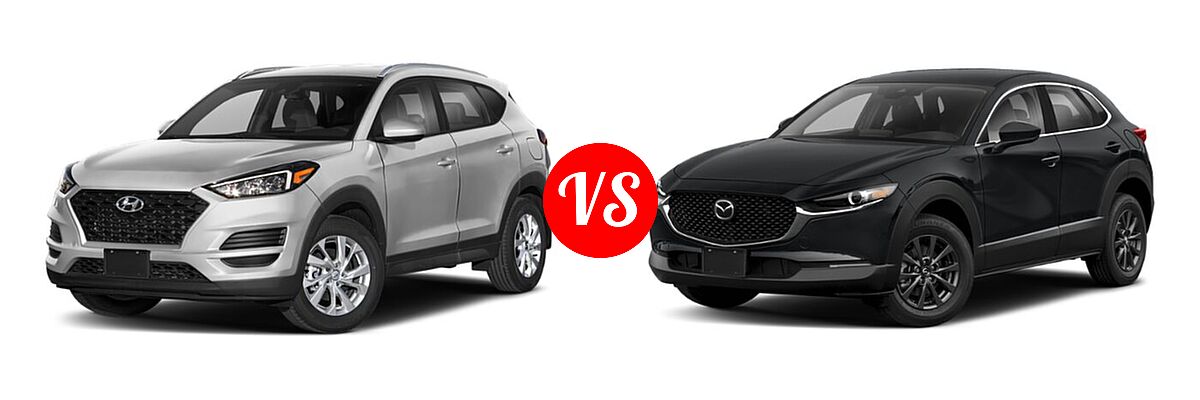 2020 Hyundai Tucson SUV SE / Value vs. 2020 Mazda CX-30 SUV AWD - Front Left Comparison