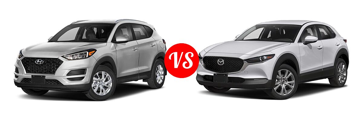 2020 Hyundai Tucson SUV SE / Value vs. 2020 Mazda CX-30 SUV Preferred Package - Front Left Comparison
