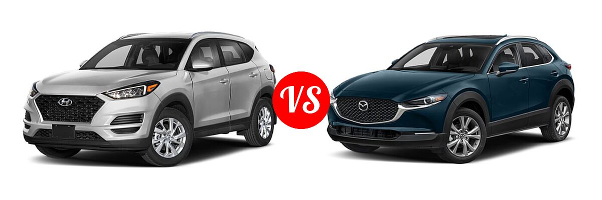 2020 Hyundai Tucson SUV SE / Value vs. 2020 Mazda CX-30 SUV Premium Package - Front Left Comparison