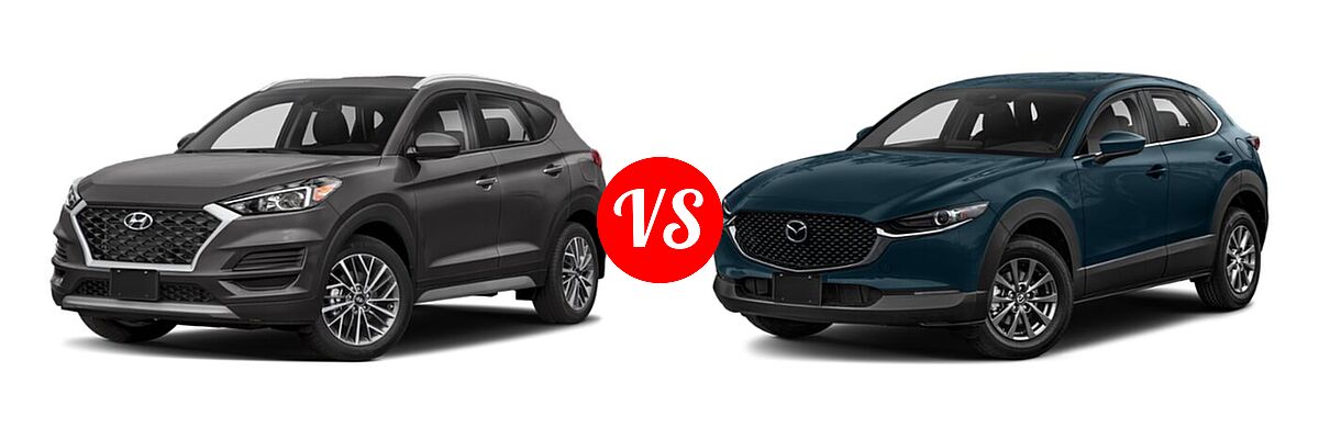 2020 Hyundai Tucson SUV SEL vs. 2020 Mazda CX-30 SUV FWD - Front Left Comparison