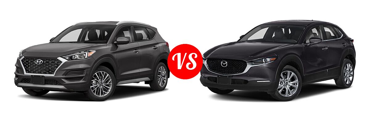 2020 Hyundai Tucson SUV SEL vs. 2020 Mazda CX-30 SUV Preferred Package - Front Left Comparison