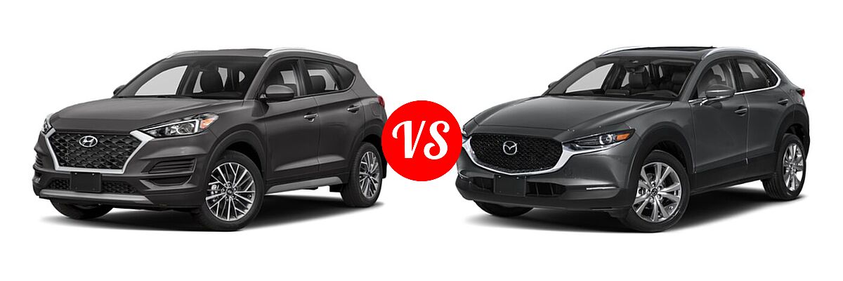 2020 Hyundai Tucson SUV SEL vs. 2020 Mazda CX-30 SUV Premium Package - Front Left Comparison