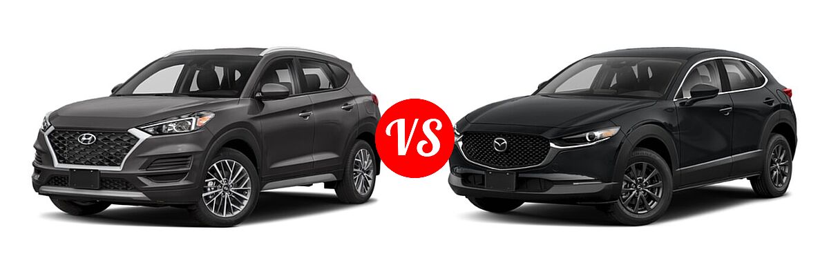 2020 Hyundai Tucson SUV SEL vs. 2020 Mazda CX-30 SUV AWD - Front Left Comparison