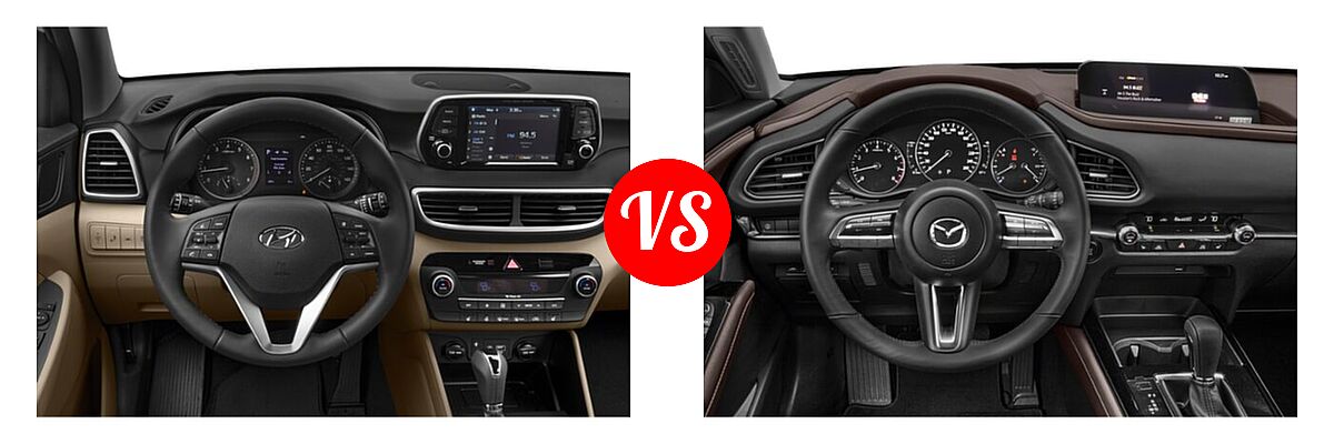 2020 Hyundai Tucson SUV Limited vs. 2020 Mazda CX-30 SUV Premium Package - Dashboard Comparison