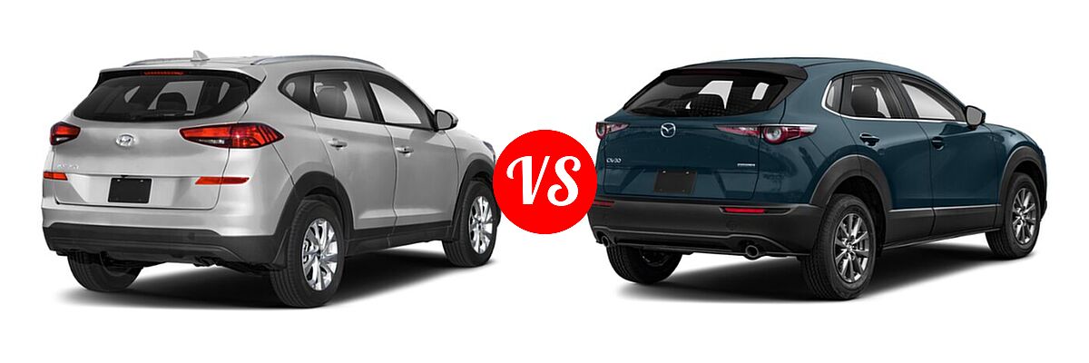 2020 Hyundai Tucson SUV SE / Value vs. 2020 Mazda CX-30 SUV FWD - Rear Right Comparison