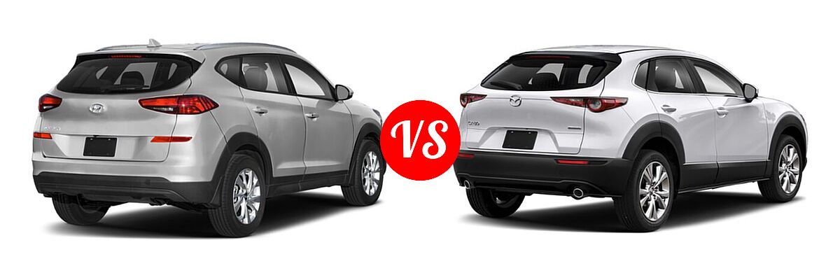 2020 Hyundai Tucson SUV SE / Value vs. 2020 Mazda CX-30 SUV Select Package - Rear Right Comparison