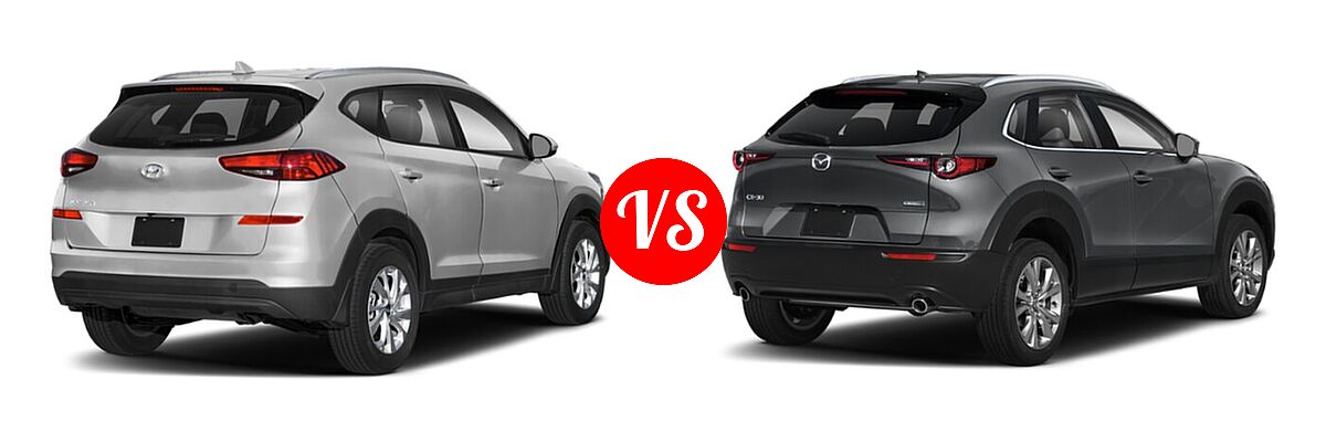 2020 Hyundai Tucson SUV SE / Value vs. 2020 Mazda CX-30 SUV Premium Package - Rear Right Comparison