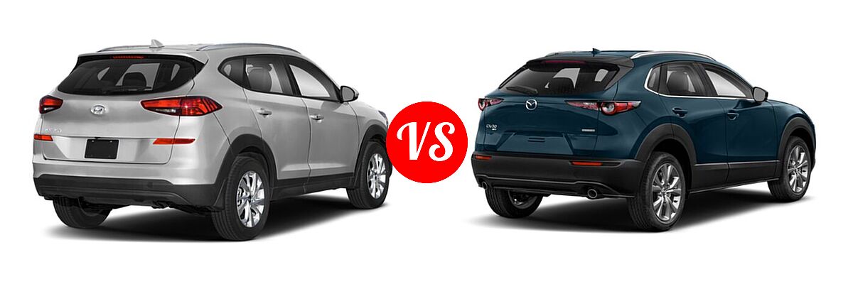 2020 Hyundai Tucson SUV SE / Value vs. 2020 Mazda CX-30 SUV Premium Package - Rear Right Comparison