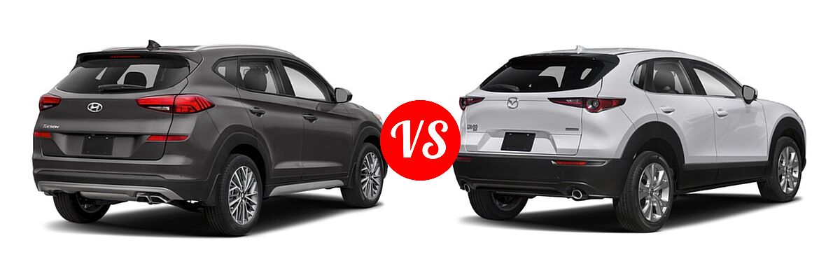 2020 Hyundai Tucson SUV SEL vs. 2020 Mazda CX-30 SUV Preferred Package - Rear Right Comparison