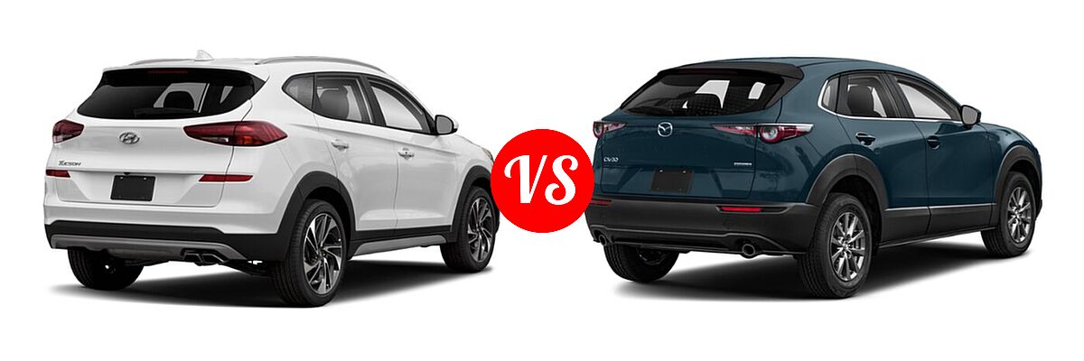 2020 Hyundai Tucson SUV Sport vs. 2020 Mazda CX-30 SUV FWD - Rear Right Comparison