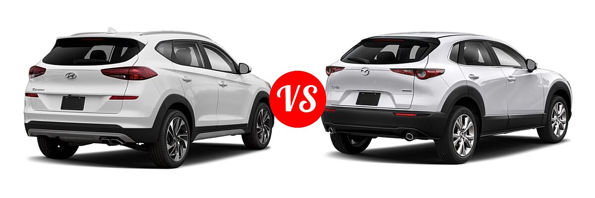 2020 Hyundai Tucson SUV Sport vs. 2020 Mazda CX-30 SUV Select Package - Rear Right Comparison