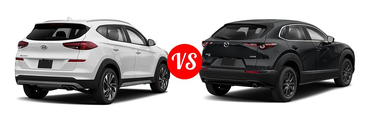 2020 Hyundai Tucson SUV Sport vs. 2020 Mazda CX-30 SUV AWD - Rear Right Comparison