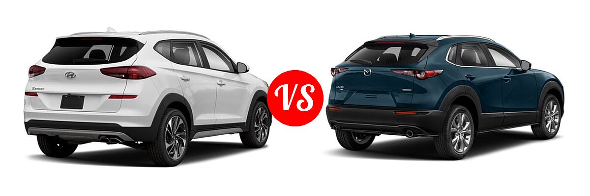 2020 Hyundai Tucson SUV Sport vs. 2020 Mazda CX-30 SUV Premium Package - Rear Right Comparison