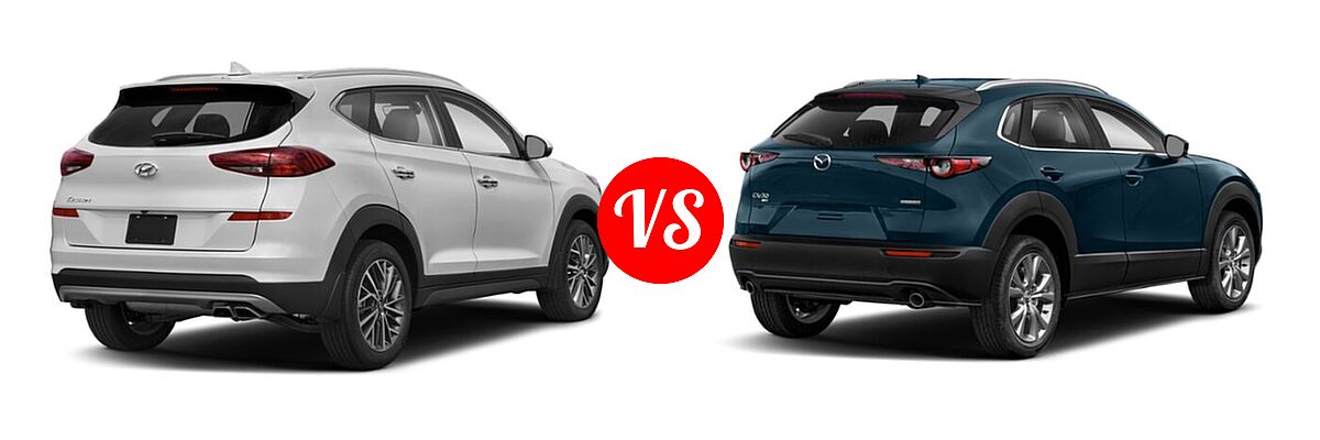2020 Hyundai Tucson SUV Limited vs. 2020 Mazda CX-30 SUV Premium Package - Rear Right Comparison