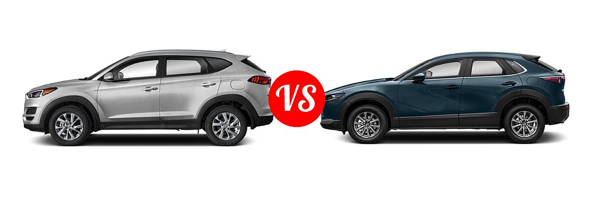 2020 Hyundai Tucson SUV SE / Value vs. 2020 Mazda CX-30 SUV FWD - Side Comparison