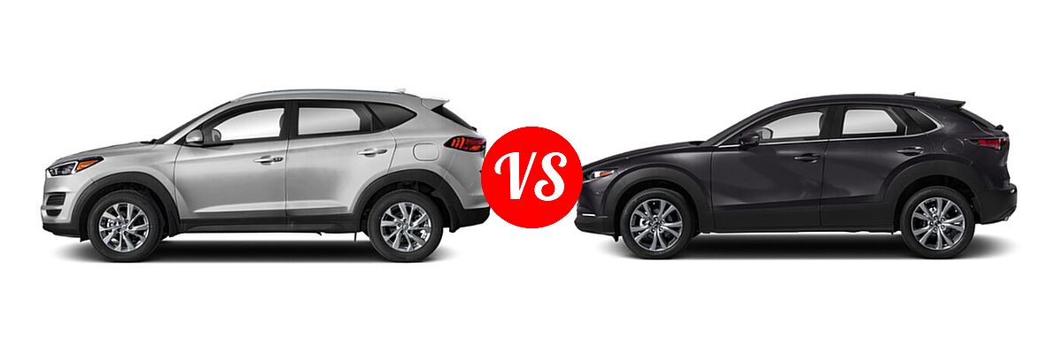 2020 Hyundai Tucson SUV SE / Value vs. 2020 Mazda CX-30 SUV Preferred Package - Side Comparison