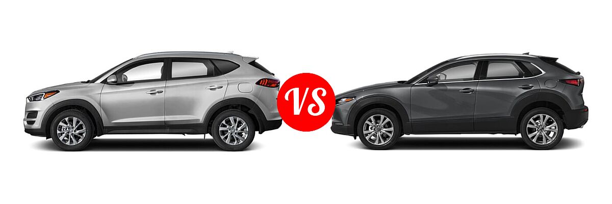 2020 Hyundai Tucson SUV SE / Value vs. 2020 Mazda CX-30 SUV Premium Package - Side Comparison