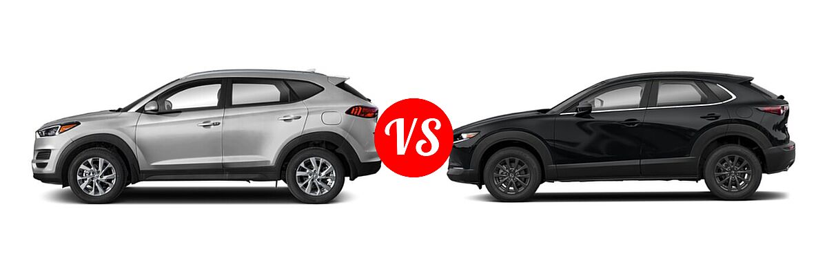 2020 Hyundai Tucson SUV SE / Value vs. 2020 Mazda CX-30 SUV AWD - Side Comparison