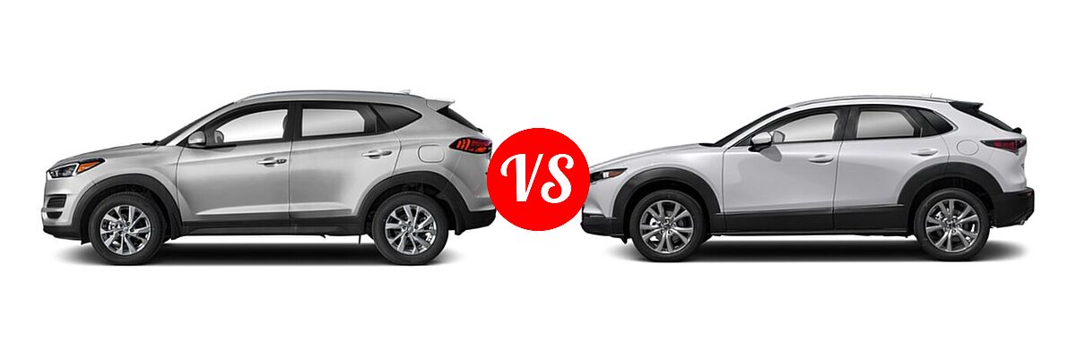 2020 Hyundai Tucson SUV SE / Value vs. 2020 Mazda CX-30 SUV Preferred Package - Side Comparison