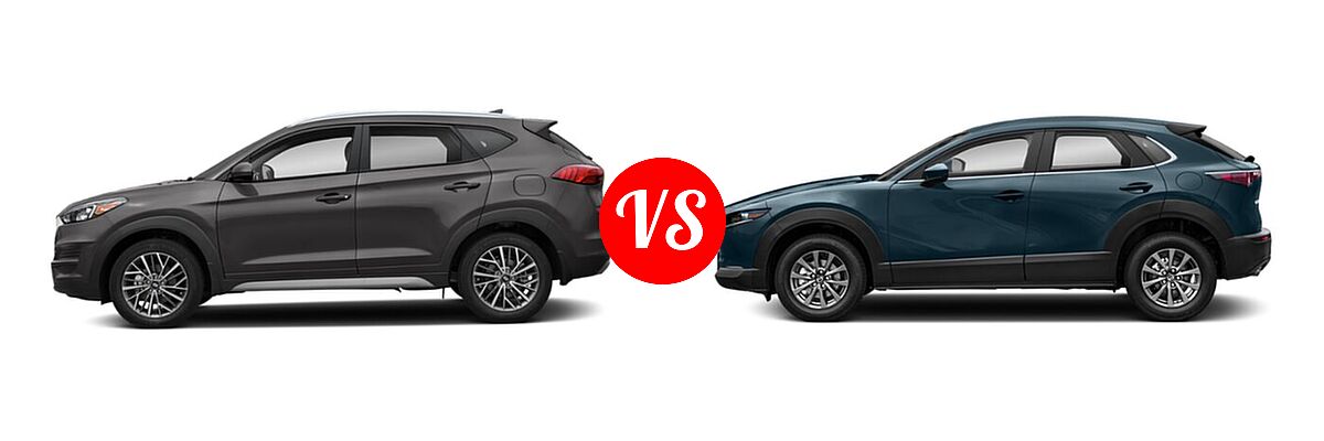 2020 Hyundai Tucson SUV SEL vs. 2020 Mazda CX-30 SUV FWD - Side Comparison