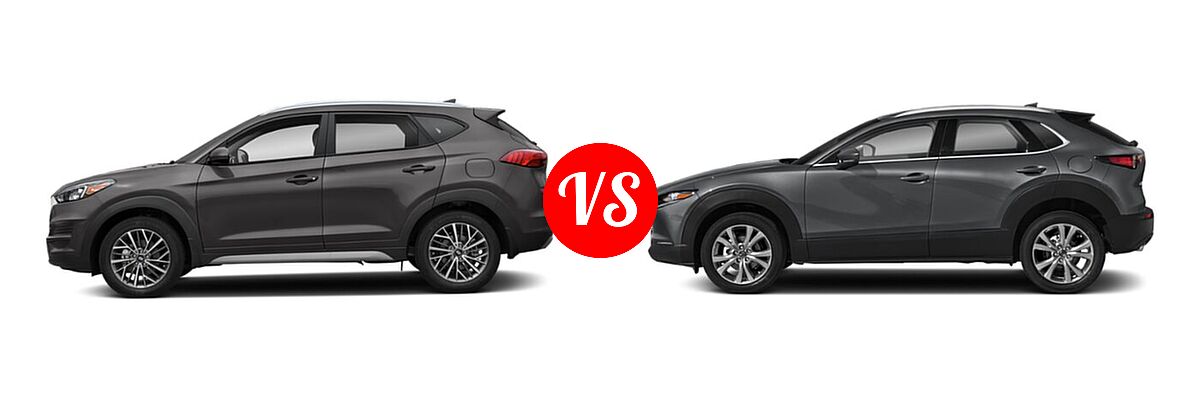 2020 Hyundai Tucson SUV SEL vs. 2020 Mazda CX-30 SUV Premium Package - Side Comparison