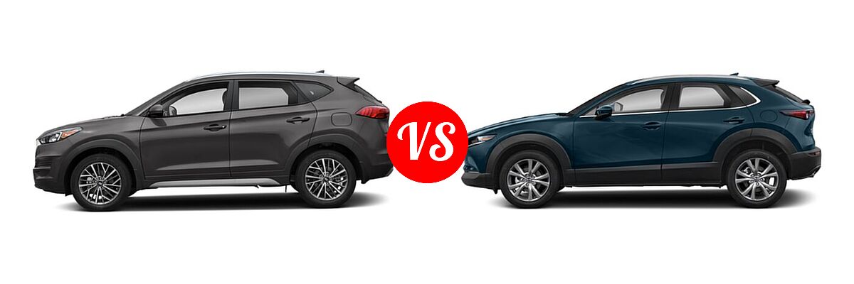 2020 Hyundai Tucson SUV SEL vs. 2020 Mazda CX-30 SUV Premium Package - Side Comparison