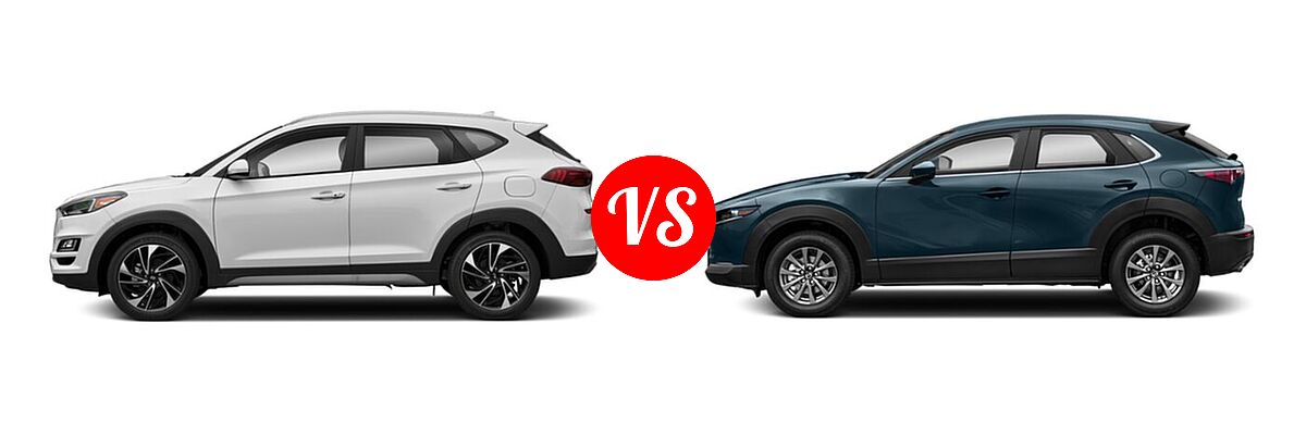 2020 Hyundai Tucson SUV Sport vs. 2020 Mazda CX-30 SUV FWD - Side Comparison